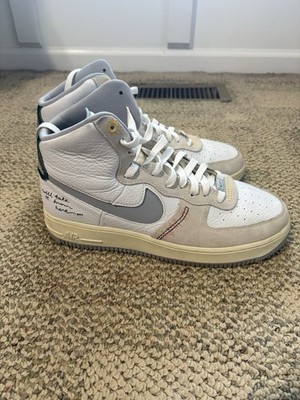 Nike Air Force 1 Sculpt Mid Top White/Gray Leather Lace-Up Athletic Sneaker