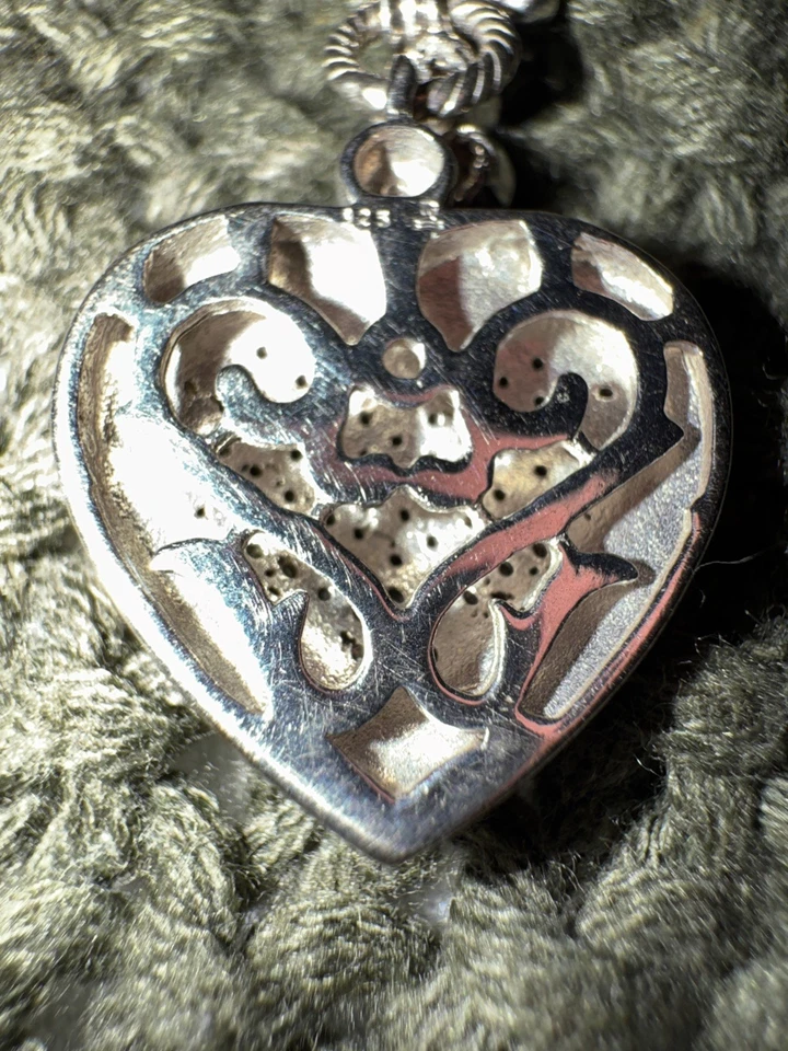 "Collar de plata de ley 925 Judith Jack circonita cúbica llave de bloqueo de corazón palanca 18""" Foto 2 de 4