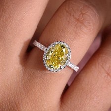 2.30 CT Oval Natural Yellow Sapphire & Diamon...