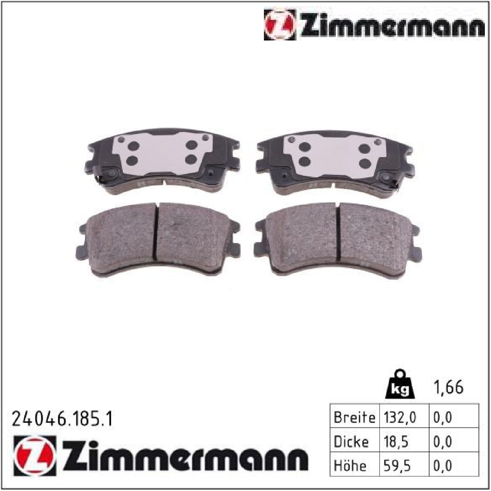Zimmermann Bremsbelagsatz, Scheibenbremse Vorderachse 24046.185.1 Für Mazda - Bild 3