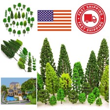 Mixed Model Trees Set of 36 Pieces 1.36 to 6 Inch Green Plastic for DIY Crafts