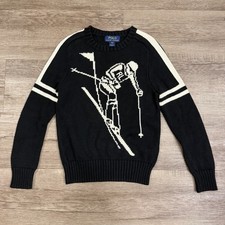 Polo Ralph Lauren Skier Graphic Knit Crewneck Sweater Size 8 Small Kids Ski
