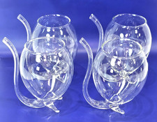 Port Liquer Cordial Wine Sippers Hand Blown Glass Set Of 4 Unique Gift