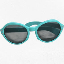 1960s Vintage Aqua Blue Mod Sunglasses Riveted Round Frame Retro Mod Eyewear