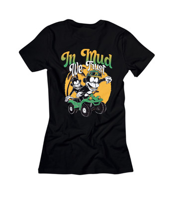 T - Shirt Damen Monkey im Auto in Mud we trust cooler Spruch Druck Sommer