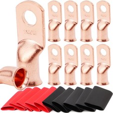 10pcs 1 AWG 5/16 Battery Lugs Heavy Duty Ring Terminals 0 Gauge Cable Ends 3
