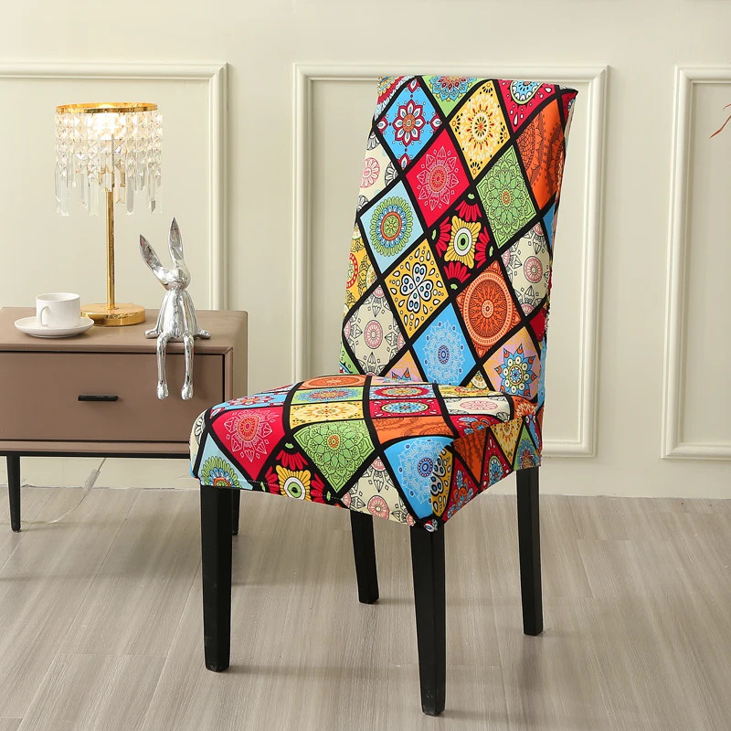 6Piece Printed Dining Room Chair Cover Spandex Elastic Slipcover For