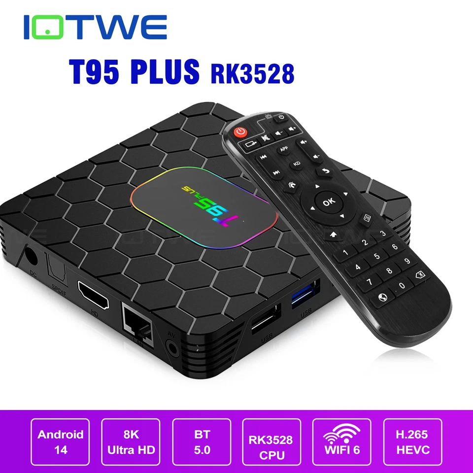 IOTWE Neu Android 14 Smart TV BOX 2025 128GB Dual WIFI Netzwerk Media Player USB BT5.0