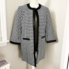 NEW Anne Klein Black White Houndstooth Blazer Jacket