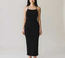 8 Dress Women's XS Black Stretchy Midi Strappy Fitted Silhouette