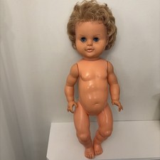 Vintage 20” Pram Doll Sleep Eyes Rooted Hair Plastic Body Soft Vinyl Face 