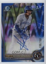 2022 Bowman Chrome Prospect Blue RayWave Refractor Herard Gonzalez Auto 1ek2