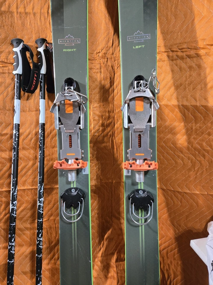 Diseño de configuración completo Telemark 22 fijaciones Elan Ripstick esquís Pamoca Skins Foto 3 de 4