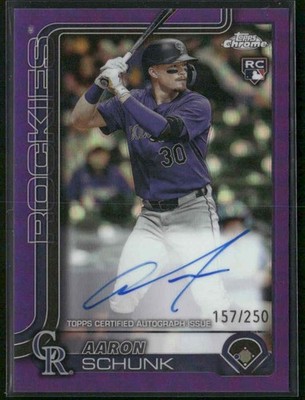 2025 Topps Chrome Rookie Auto Aaron Schunk Purple Refractor /250 Rockies