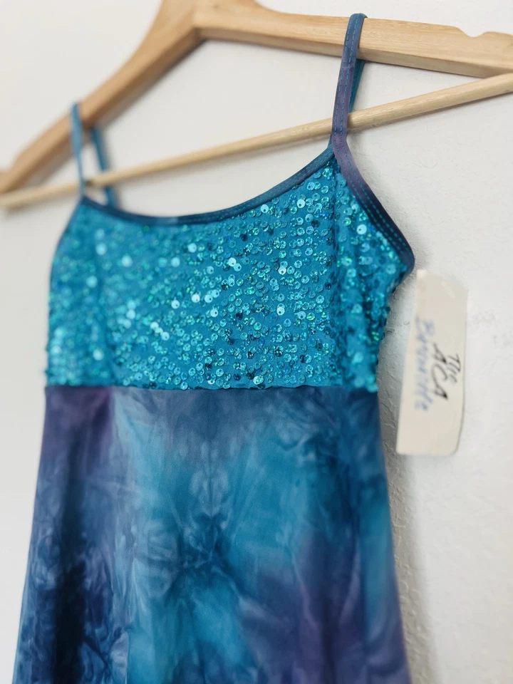 Natalie Falda Asimétrica Leotardo Baile Disfraz Iridiscente Verde Figura Patín Foto 3 de 4