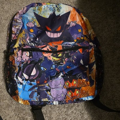 Pokemon Gengar Backpack Ghost Type All Over Print School Bag Drifloon Bookbag 