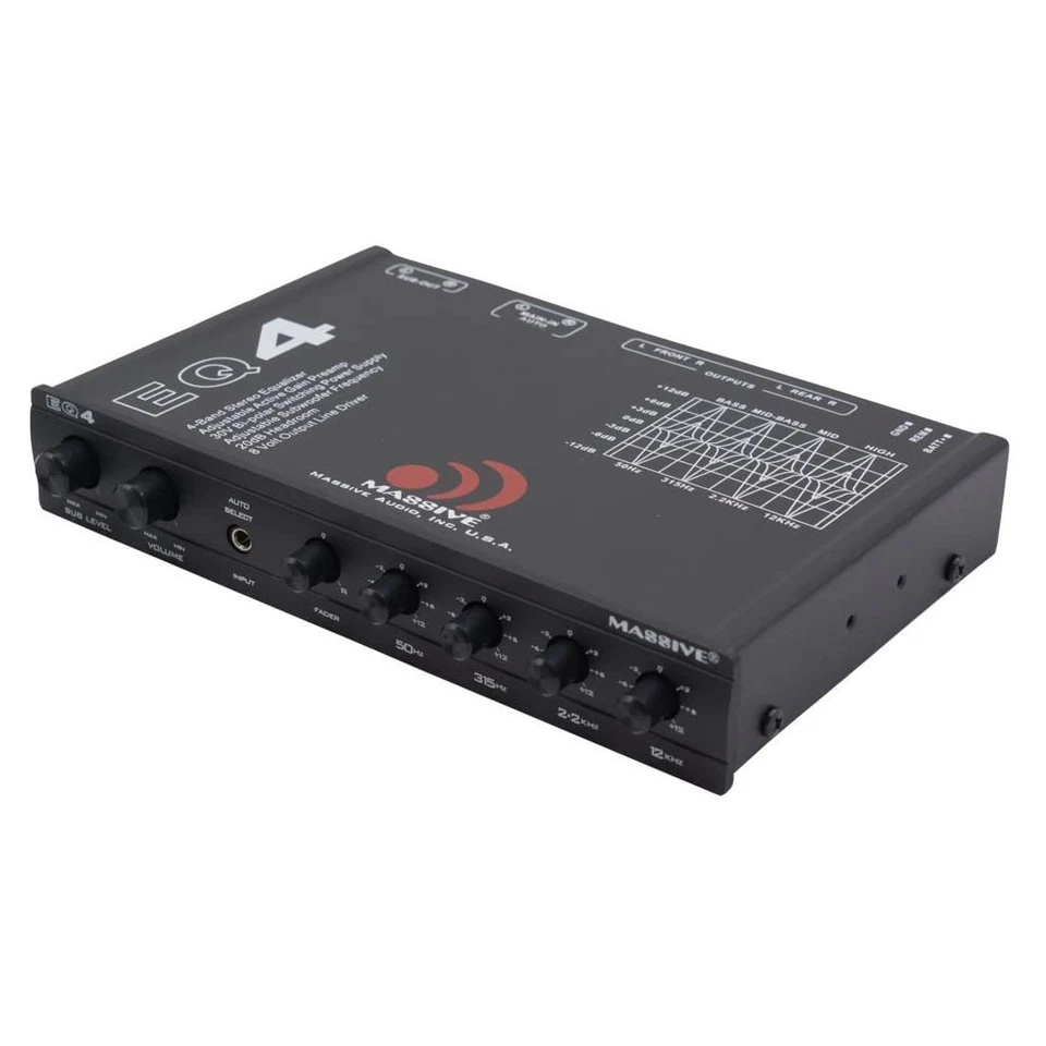 MASSIVE AUDIO EQ4 1/2 DIN IN-DASH 4-BAND CAR GRAPHIC EQ WITH 8V LINE DRIVER EQ-4 - Image 2 of 4