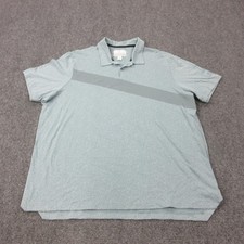 Adidas Polo Shirt Mens 2XL Blue Geometric Cotton Polyester Jersey Knit Casual