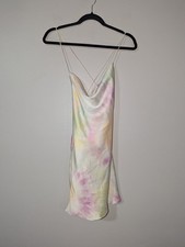 Zara Tie Dye Print Satin Tie Back Mini Dress Size XS