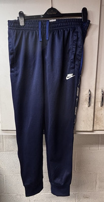 Nike Sportswear Joggers Men Medium Blue NSW Repeat Logo Tape Tapered Sweatpants