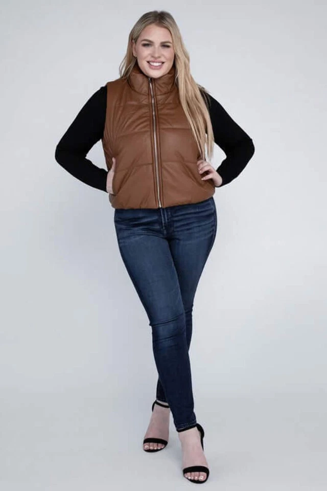 Stylish Plus Size Puffer Vest Jacket - Cozy & Functional - Image 4 of 4