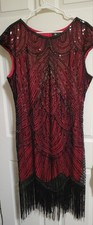 1920s Style Flapper Fundaisy Great Gatsby Dress Costume Sequin Beaded Size 3XL