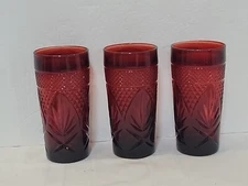 Set of 3 Cristal D'arques Durand Luminarc Ruby Red Glass Tumblers 12 oz.