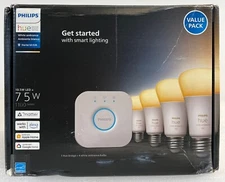 Philips - Hue White Ambiance A19 Bluetooth 75W Smart LED Starter Kit w/Bridge
