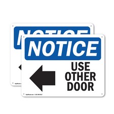  2 Pack Use Other Door Left Arrow OSHA Notice Sign Decal Metal Plastic