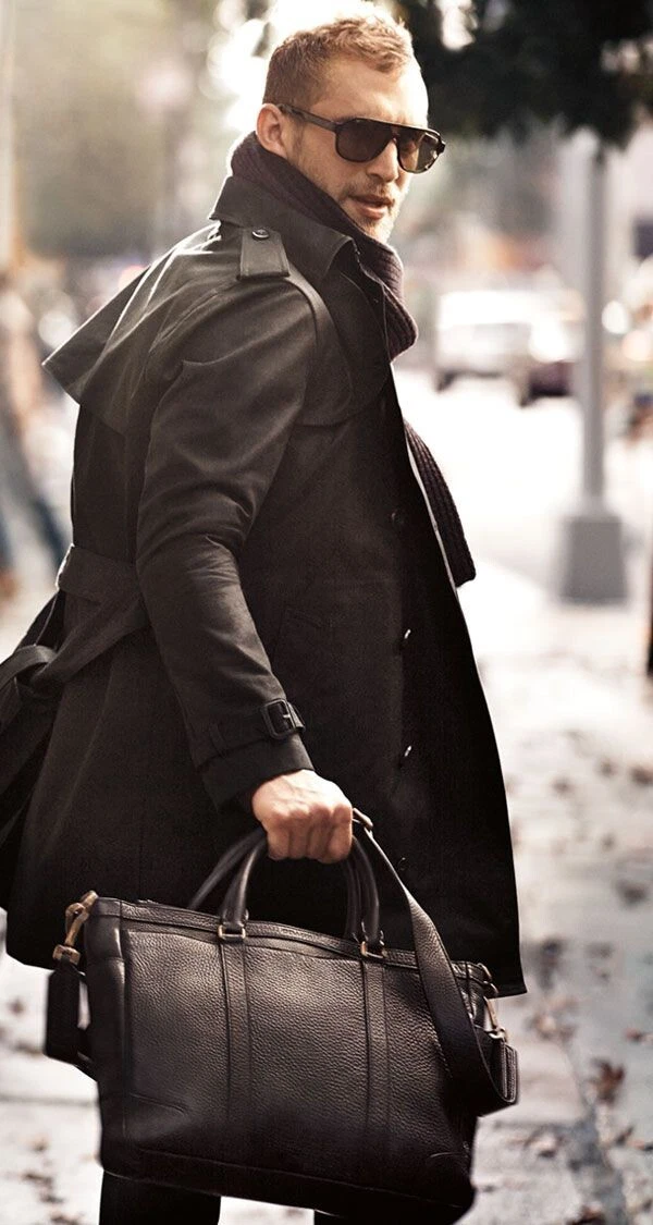 Trench Coach Cintura Uomo Nero F33778 Nuovo con Etichette