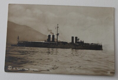 Early 1900s postcard DIRECTED SHIP ''SAN GIORGIO'' + real photo B/N + NEW-i18