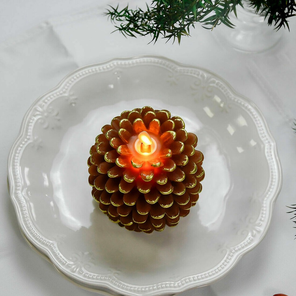 Luminara Flameless LED Pine Cone Candle With Moving Wick & Timer - Brown 4x3.5