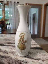VINTAGE HOLLY HOBBIE Flower Bud Vase "Thoughtfulness Starts..." with gold trim