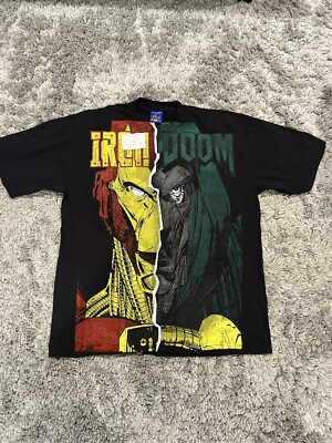 Vintage X Rush Doctor Doom Ironman Rare Black size XL AOP shirt Irondoom 