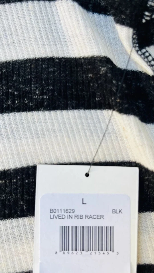 Volcom Women’s Lived In RIB Racer Back Striped Tank Top Size L - Image 3 of 4