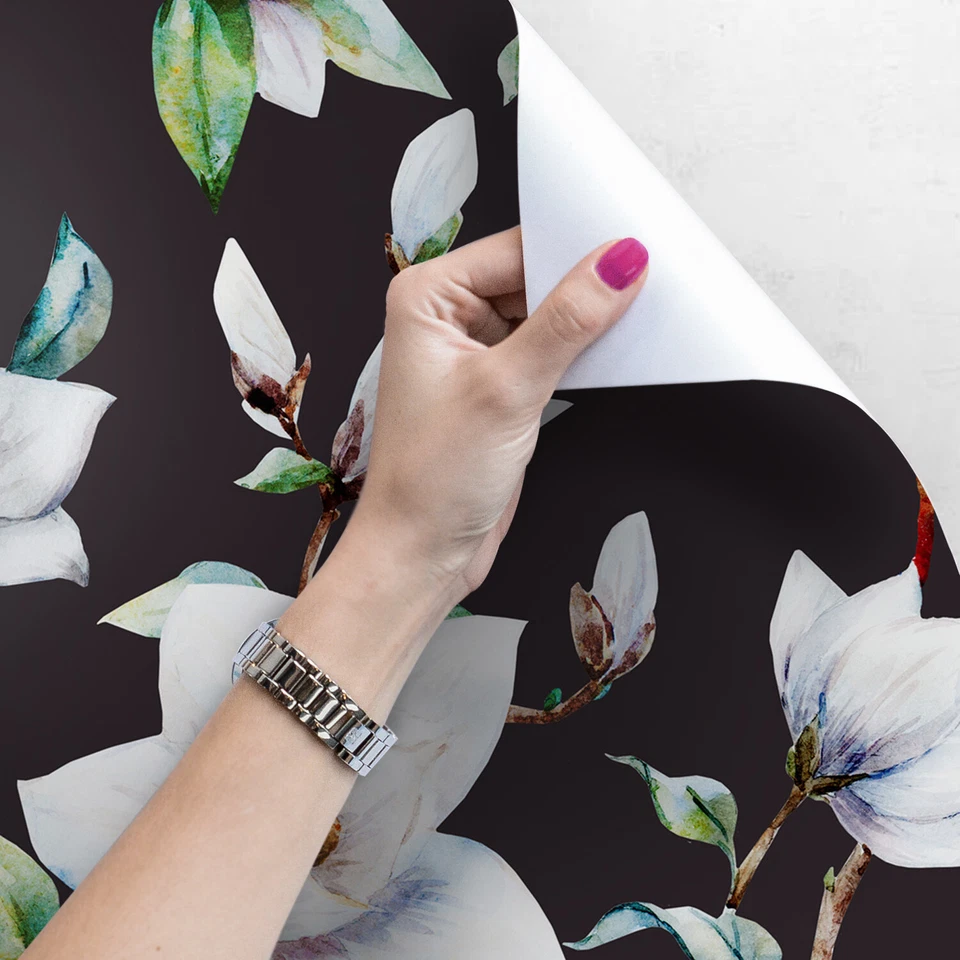 Mural de pared de papel tapiz floral oscuro extraíble autoadhesivo pelar y pegar decoración del hogar Foto 3 de 4