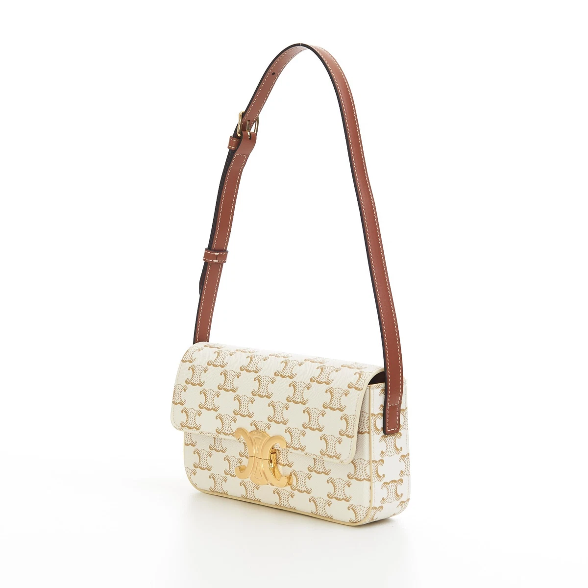 triomphe shoulder bag in triomphe canvas and calfskin