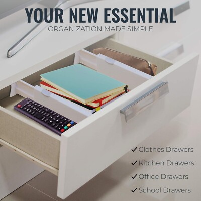 ADJUSTABLE DRAWER DIVIDERS 4 PACK, 4 HIGH, 11-17 LONG, DRESSER DRAWER  DIVIDER | eBay