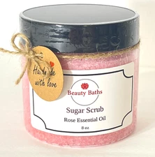 Rose Sugar Scrub Exfoliating Body Scrub gift for her handmade sugar bath scrub