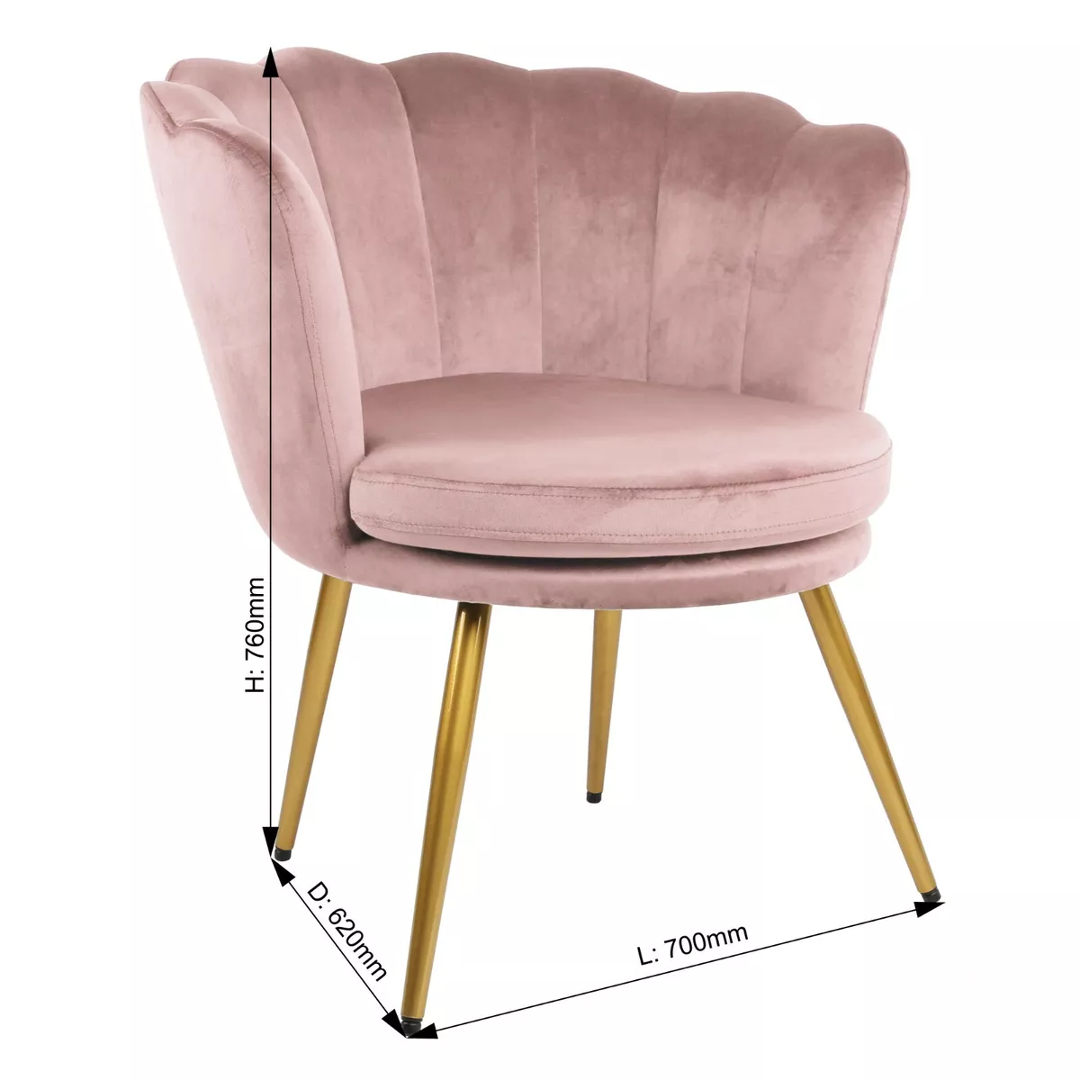 Genesis Flora Accent Tub Chair Scallop Armchair Petal Back Gold