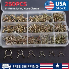250Pcs Spring Hose Clamps 5-14mm Kit Fuel Line Water Pipe Air Tube Clips Set US