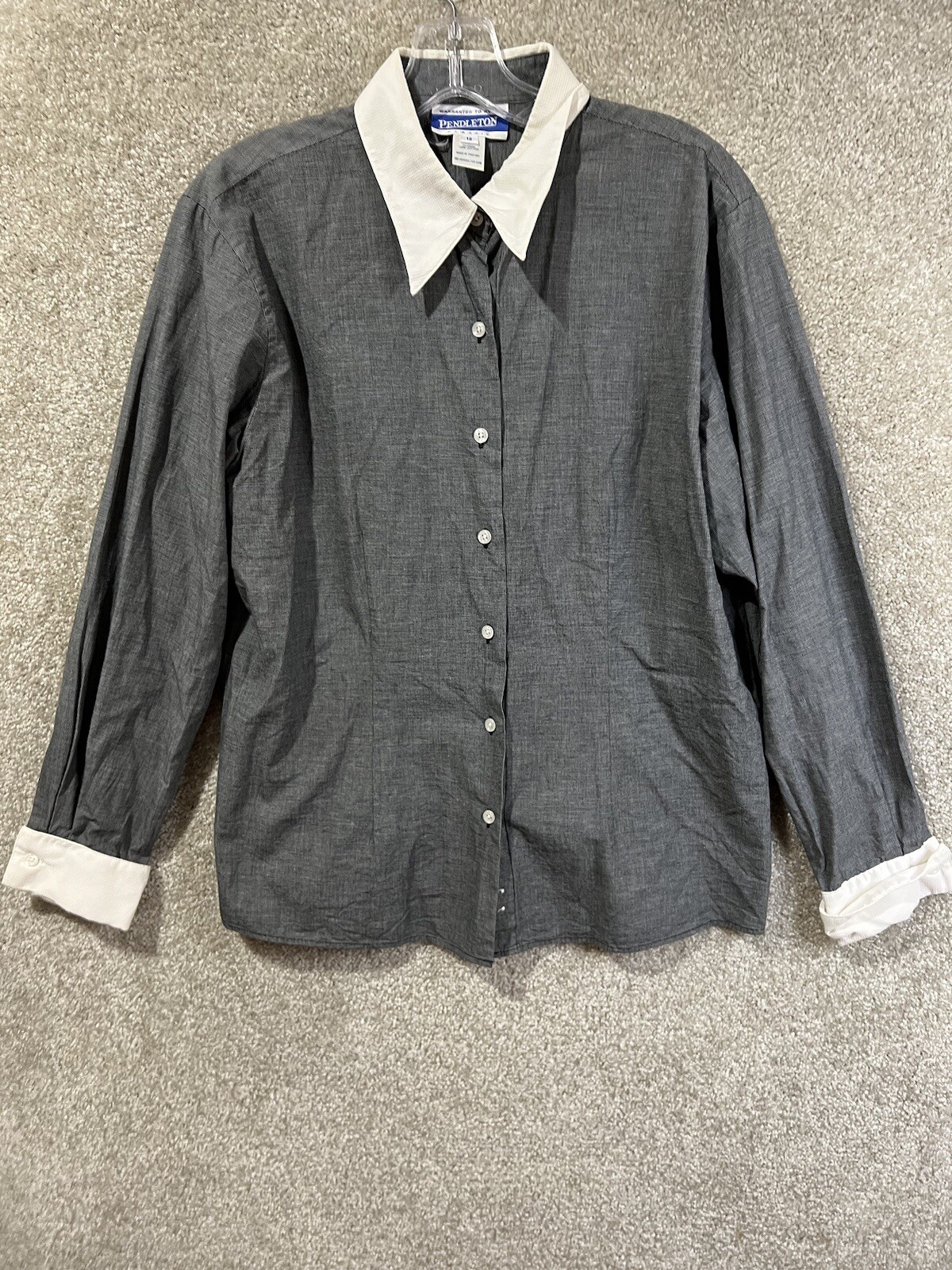 Pendleton Button Down Shirt Blouse. Gray, White T… - image 1