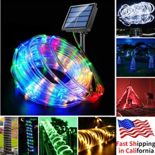 US Solar LED Rope Tube Fairy String Lights Strip Waterproof Outdoor Garden Patio