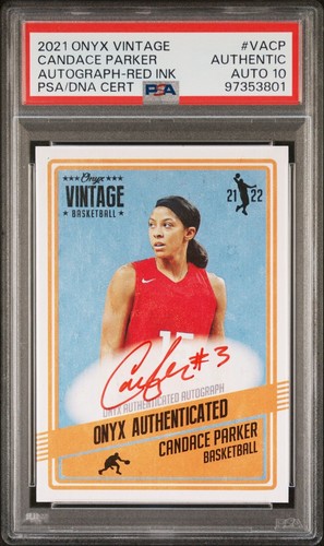 2021 Onyx WNBA Basketball AUTO Red Ink /25 CANDACE PARKER Aces PSA 10 Authentic