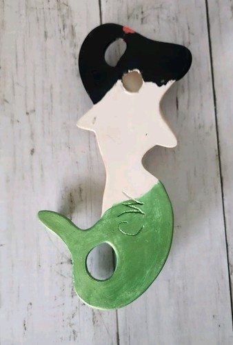 2 vtg 1950's mermaid & baby wall bathroom chalkware hangings bubble nautical - Picture 8 of 12