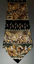 Vibrant Mark Alexander Necktie Neck Tie Colorful Floral 58 X 4 inches Tan Navy 