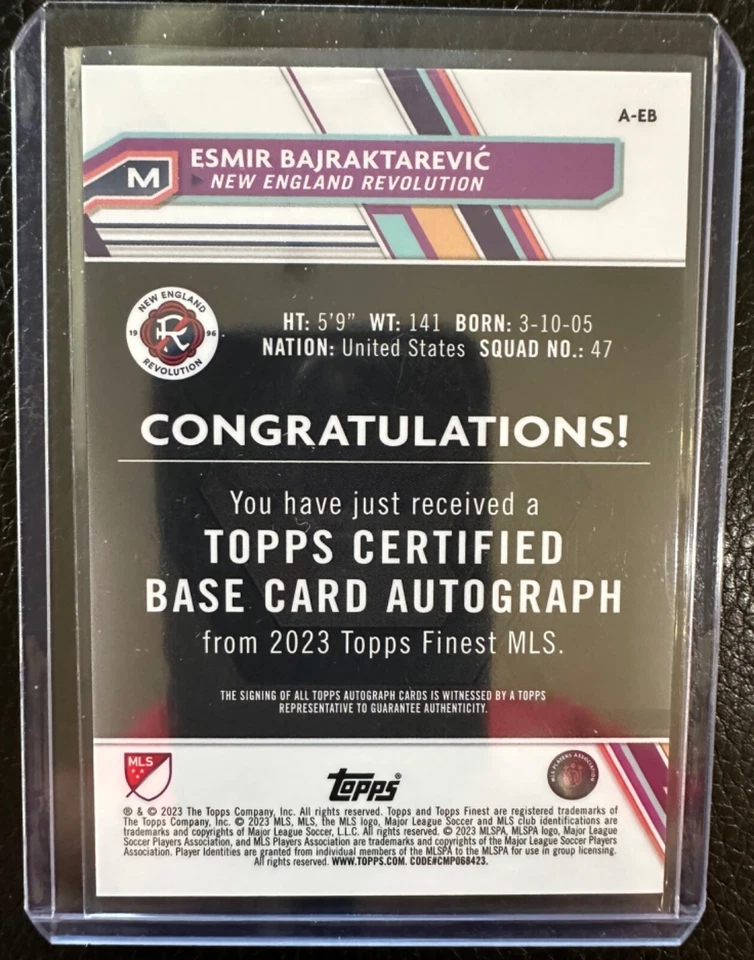 HOT ESMIR BAJRAKTAREVIC 2023 TOPPS FINEST ROOKIE #A-EB RC AUTO 11/50 PSV NM/MT - Image 2 of 2