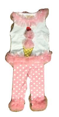 Girls Ice Cream Tunic & Ruffle Pink Dots Legging Birthday Party Outfit  2T 3T 4T