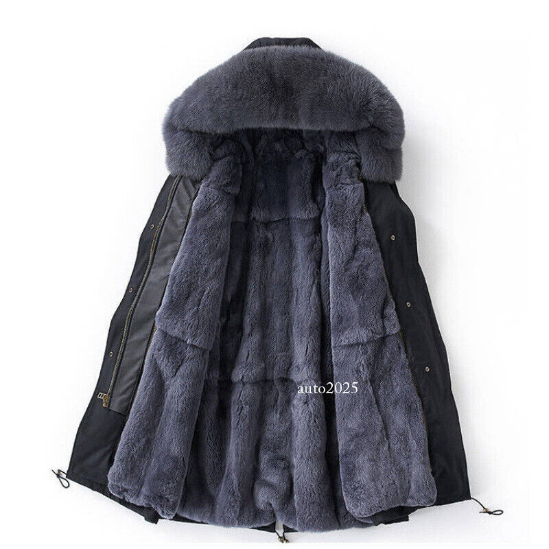 Abrigos de invierno para hombre de piel de una pieza Parka juvenil de longitud media de piel de visón chaqueta informal