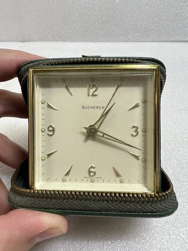 SELTENE VINTAGE BUCHERER GRÜNER KOFFER REISEWECKER - GETESTET/FUNKTIONIERT - Bild 7 von 12